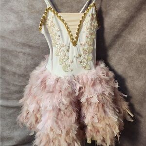 Elegant Pink Feathered Kids Dress